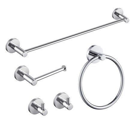 Kibi Circular 5-Piece Bathroom Hardware Set C-KBA14-5CH-3